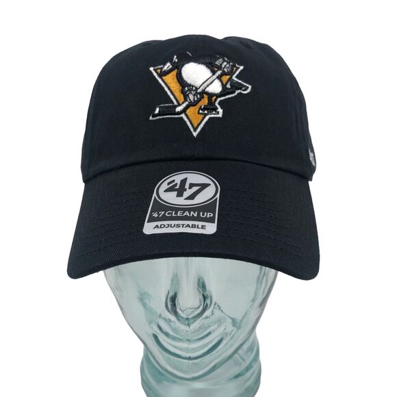 NEW Pittsburgh Penguins '47 Brand Clean Up Adjustable Hat Cap NHL Black One Size - Picture 2 of 9
